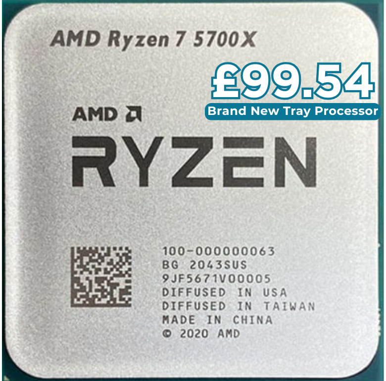 Brand New AMD Ryzen 7 5700X Tray Processor, Socket AM4, No Cooler