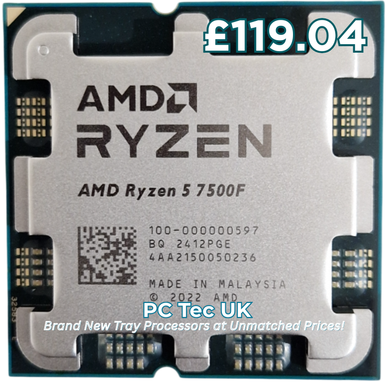 Brand New AMD Ryzen 5 7500F Tray Processor, Socket AM5, No Cooler