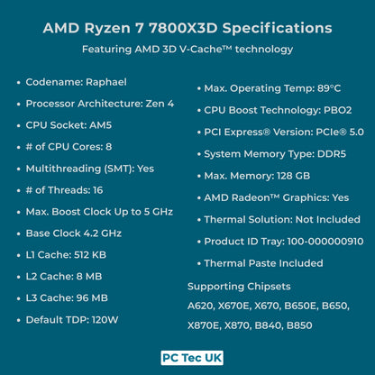 AMD Ryzen 7 7800X3D 8-Core AM5 OEM Tray CPU/Processor